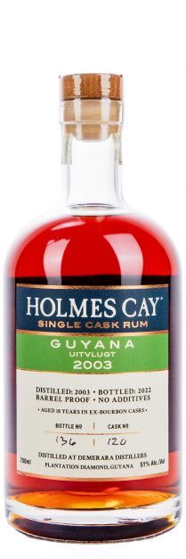 2004 Holmes Cay Single Cask Rum 18 Year Old, Guyana Uitvlugt, 102.0 Proof (2022) 750ml