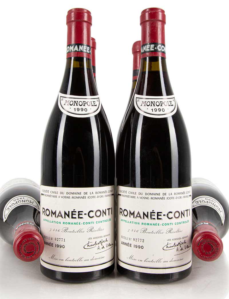 Lot 1611-1615: 1 bottle each 1990 DRC Romanee Conti